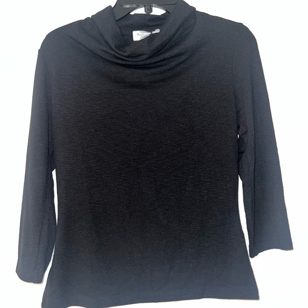 New Michael Stars, Women's Top/Shirt, One Size, Cowl Neck, 3/4 Sleeve, Black - Picture 2 of 4